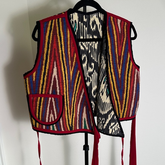 Jackets & Blazers - Ikat Vest with Red Trim